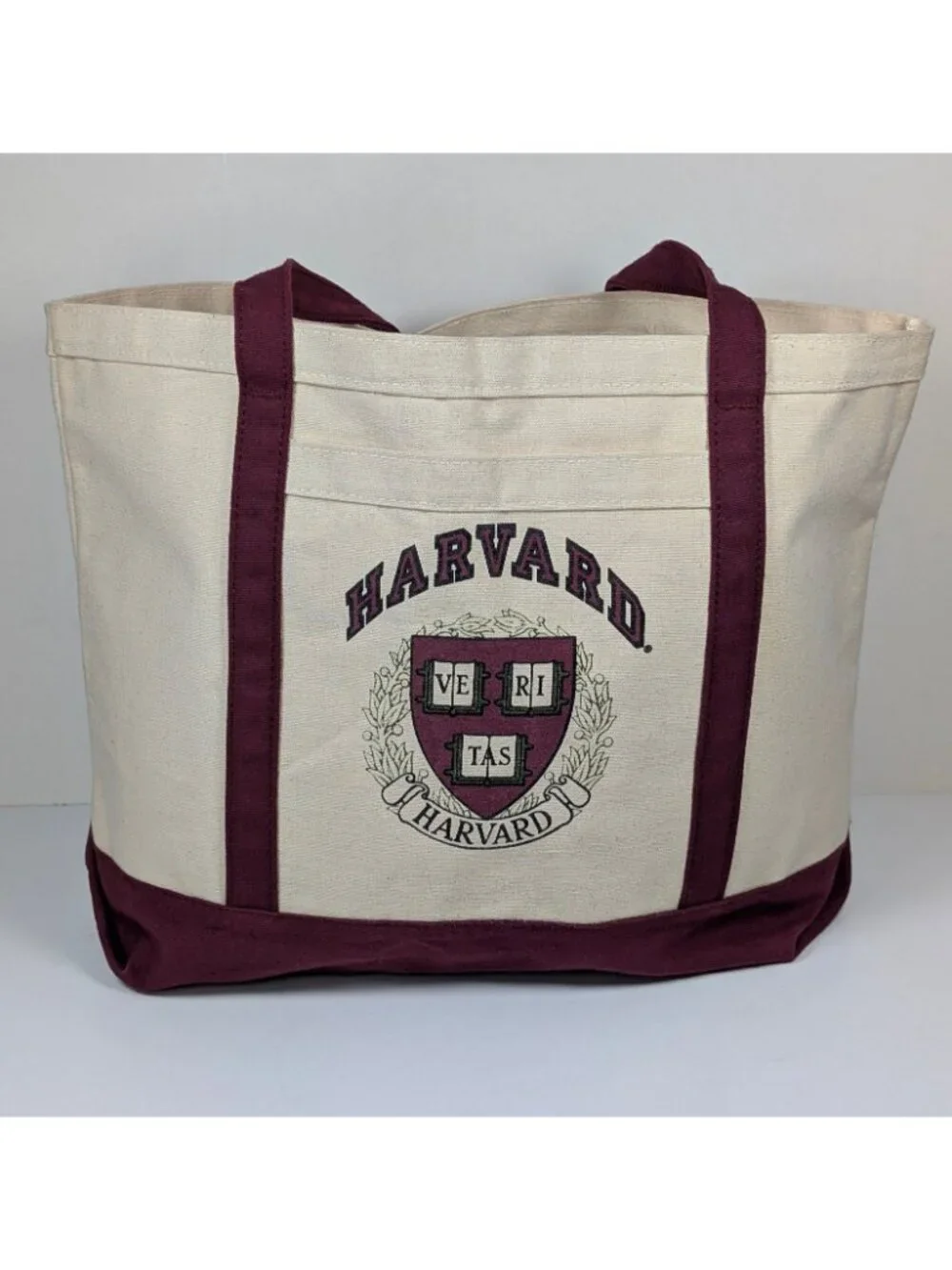 Vintage Harvard University Ivy League School Canvas Tote Bag USA Made 18x12